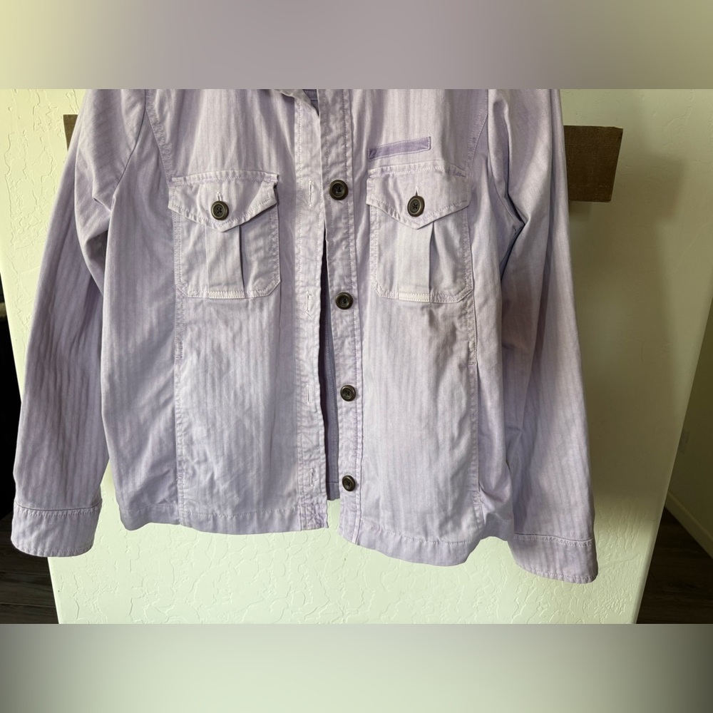 GAP|Pastel Lavender Lilac Button-Front Utility Jacket,Cotton/Canvas size LARGE• - Picture 6 of 14
